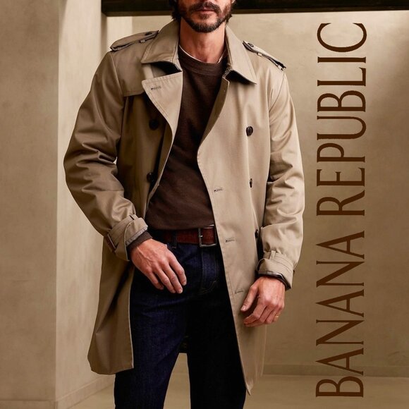 New Banana Republic Classic Water Resistant Trench Coat L - Picture 1 of 5